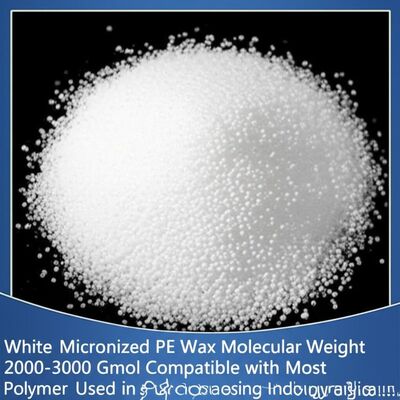 La cire PE blanche micronisée Poids moléculaire 2000-3000 Gmol Compatible avec la plupart des polymères utilisés dans l'industrie de transformation des plastiques